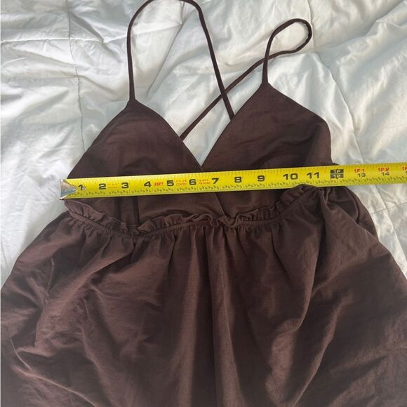 Primark Brown Babydoll Tank Top XS – Criss-Cross Back - Picture 2 of 10